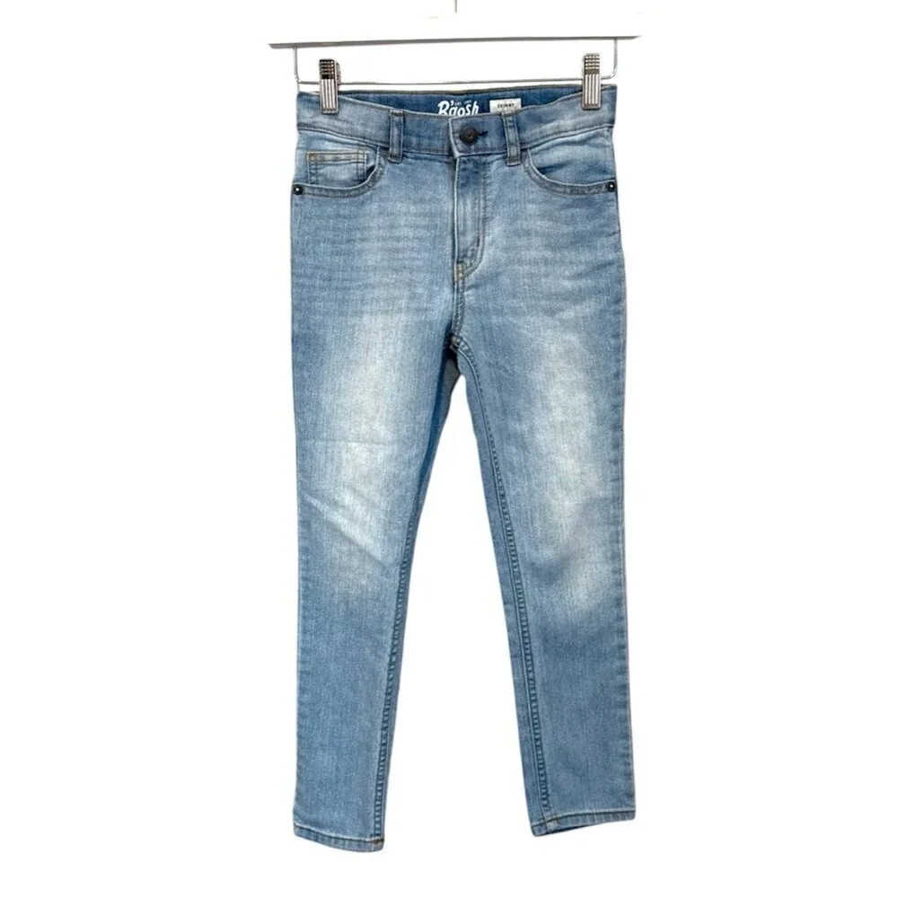 OshKosh Boys Sz 7 Jeans Blue Stretch Denim Skinny Leg Adjustable Waist Preppy